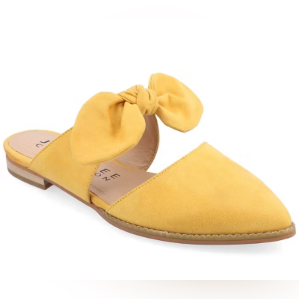 Journee Collection Telulah Yellow Bow Mule Slip-On‎ Flats Size 5.5 NIB